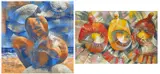 Wiz Kudowor, (I) Beach Form (Ii) Drum Pulse, acrylic on canvas (i)