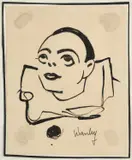 Adham Wanly, The Harlequin, pen and ink over pencil on paper laid on card