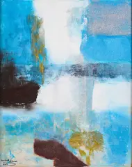 Khuloud Elzwai, Abstract In Blue And Green, oil