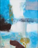 Khuloud Elzwai, Abstract In Blue And Green, oil