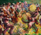 Najib Younis, Drummers, oil on canvas