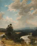 Homer Dodge Martin, Lady Seated By An Expansive Riverscape, Possibly Normandy, oil on canvas