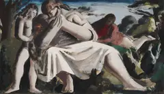 Bernard Meninsky Ra, Mother And Child With Figures In A Landscape, gouache on paper