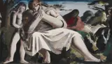 Bernard Meninsky Ra, Mother And Child With Figures In A Landscape, gouache on paper