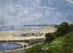 Campbell Archibald Mellon, The Boating Pond And Beach, Gorleston-On-Sea, oil on canvas