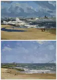 Campbell Archibald Mellon, Views Of The Beach, Gorleston-On-Sea, Norfolk - A Pair, oil on board both