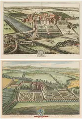 Leonard Knijff, Coley, Near Reading, Berkshire & Staunton Harold, Leicestershire – A Pair, engraving with later hand colouring on paper