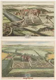 Leonard Knijff, Coley, Near Reading, Berkshire & Staunton Harold, Leicestershire – A Pair, engraving with later hand colouring on paper
