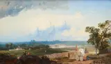 James Baker Pyne, Figures Before A Town
