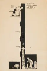 William Heath Robinson, Sending Up A Mutton Chop In A Modern Service Flat, pen and ink on paper