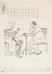 Philip May, The French Lesson, pen and black ink on paper