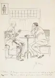 Philip May, The French Lesson, pen and black ink on paper