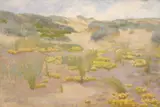 Adrian Stokes, Marsh Marigolds In The Dunes, oil on paper mounted on board