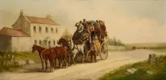 John Maggs, A Halt At The Inn, oil on canvas