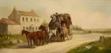 John Maggs, A Halt At The Inn, oil on canvas