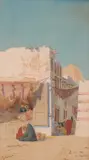 Augustus Osborne Lamplough, Rue Arab Le Caire, pencil and watercolour on paper