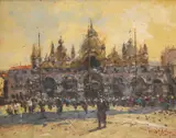 Paolo Sala, In Front Of St Mark’S, Venice, oil on board