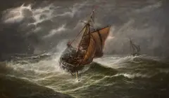 Isaac Walter Jenner, Battling The Storm, oil on canvas