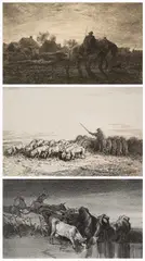 Charles Jacques, Le Matin, 1864, 1850, etching on fine laid paper