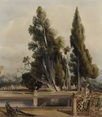 Robert Henry Cheney, Gardens Of The Villa D'Este, Tivoli, watercolour and pencil on paper
