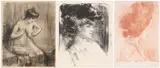 Albert de Belleroche, (I) PROFILE OF A LADY; (II) LADY WEARING A BONNET; (III) LADY BATHING (i), pencil lower right