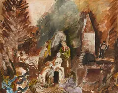Charles Dufresne, Le moulin ou Diane et Actéon, huile et encre sur toile