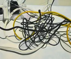 Sonia Morange, Sans titre (wires and lead), 2005, huile sur toile