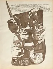 Robert Combas, Les mains ne servent pas qu'à se faire de choses, 1980, encre sur papier