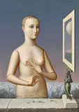Ludwig Schwarzer, Composition (nu au miroir), 1969, huile sur panneau