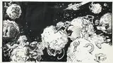 Jean-Claude Forest, Galaxie animée, encre de Chine et gouache sur papier