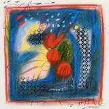 Lamar Briggs, Composition, pastel et pochoir sur papier