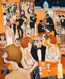 Ismet Birsel, Budapest by night, 1997, huile sur carton entoilé