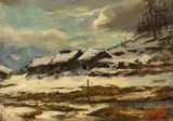 Italo Mus, Paysage d’Aoste enneigé, 1926, huile sur panneau