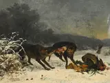 Eugène Girardet, Les loups et le panier de provision, huile sur toile