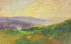 Pierre Ernest Prins, Les côteaux mauves, 1895, pastel sur papier