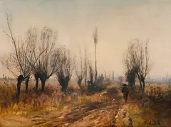 Gabriel Loppé, Paysage animé, 1878, huile sur carton