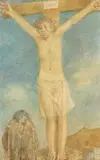 Louis Charles Rivier, Le Christ crucifié et mendiant, 1962, crayons de couleur sur papier