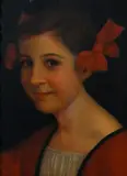 Louis Charles Rivier, Portrait d’enfant (Marion aux rubans rouges), 1926, détrempe sur panneau