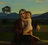 Louis Charles Rivier, Mère à l'enfant (Julie et sa fille Anne), huile sur toile