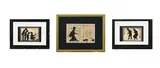 Henri van Muyden, Silhouettes urbaines et Silhouette d'artiste, ensemble de 3 encres de Chine, plume et rehauts de gouache sur papier