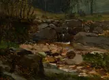 Charles l'Eplattenier, Paysage au ruisseau, huile sur toile