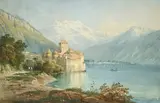 Charles Louis Guigon, Château de Chillon, aquarelle sur papier
