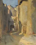 Arthur Calame, Ruelle d'Orient, 1942, huile sur papier