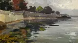 Arthur Calame, Bord de lac, 1942, huile sur bristol
