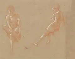 Arthur Calame, Etude de nus, 1942, sanguine et craie blanche sur papier