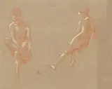 Arthur Calame, Etude de nus, 1942, sanguine et craie blanche sur papier