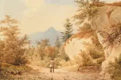 Alexandre Calame, Paysage animé, 1833, aquarelle sur papier