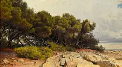 Arthur Calame, Bord de mer, 1942, huile sur toile marouflée sur panneau