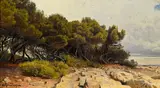 Arthur Calame, Bord de mer, 1942, huile sur toile marouflée sur panneau