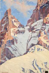 Blanche Berthoud, Sommets enneigés, huile sur toile